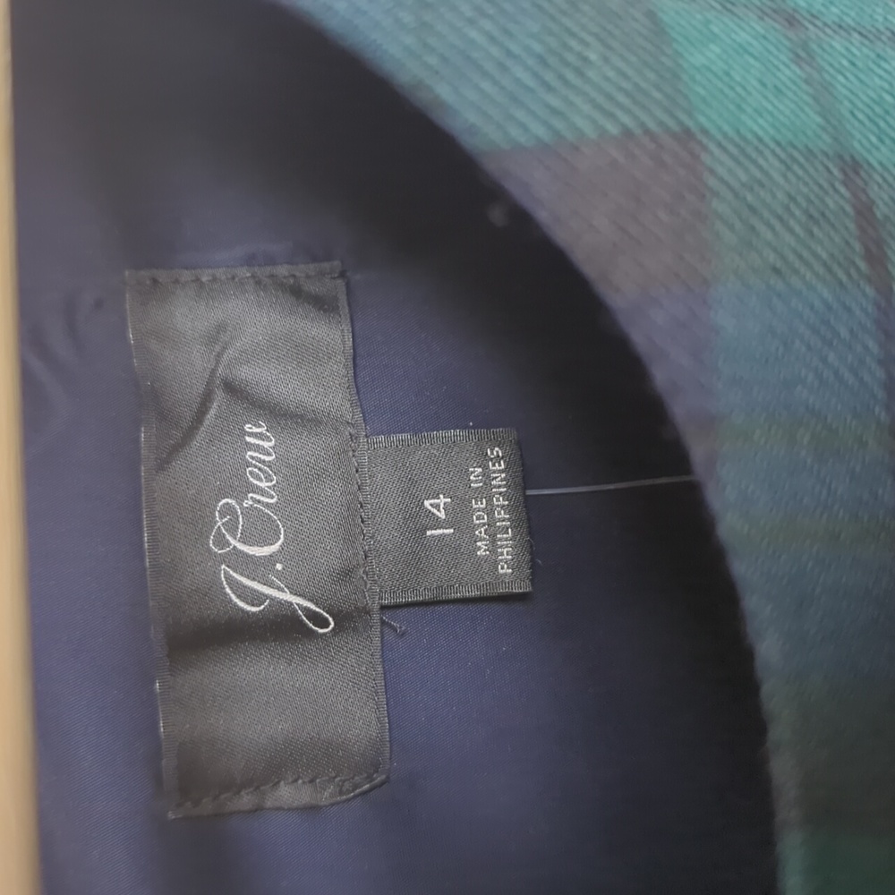 J Crew wool blend black watch plaid sheath sleeveless dress